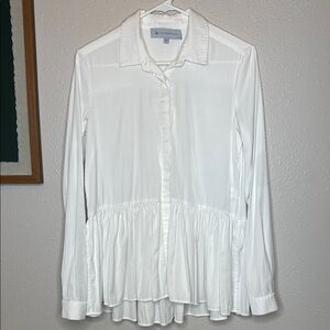 Tuckernuck White Peplum Button Down Blouse with Dress Collar‎ XS